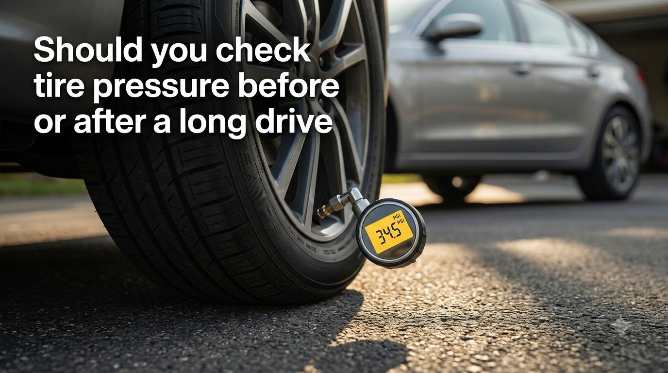 Should you check tire pressure before or after a long drive
