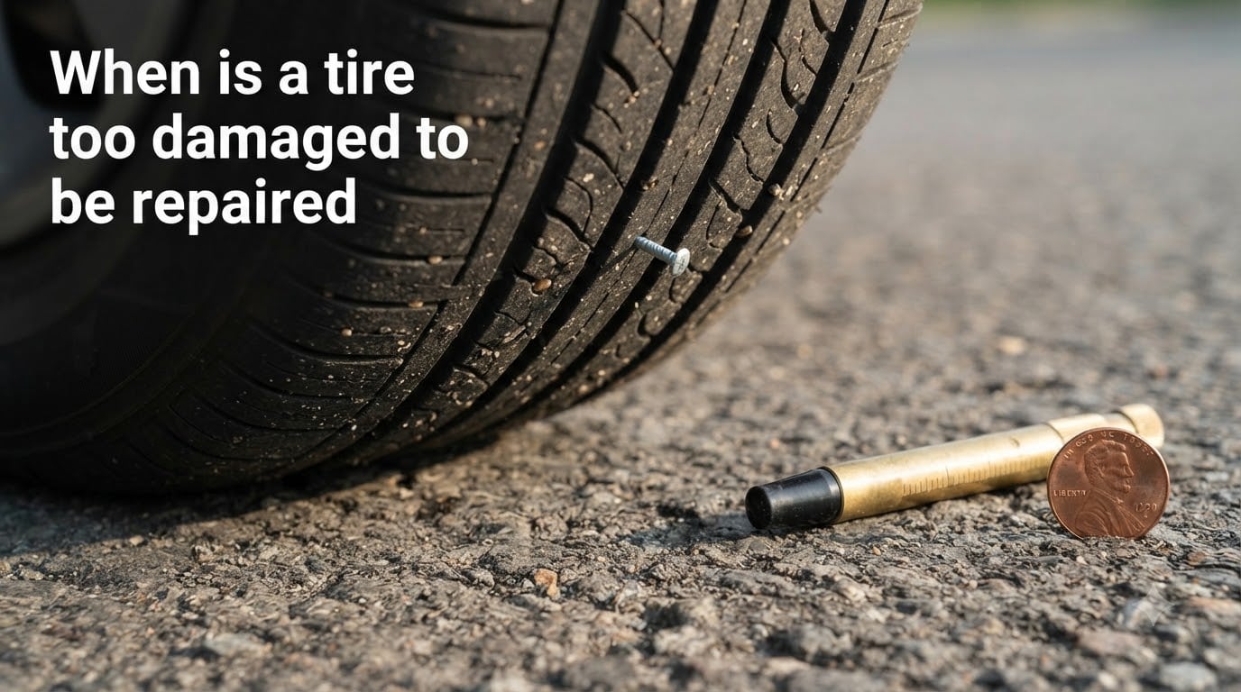 When is a tire too damaged to be repaired