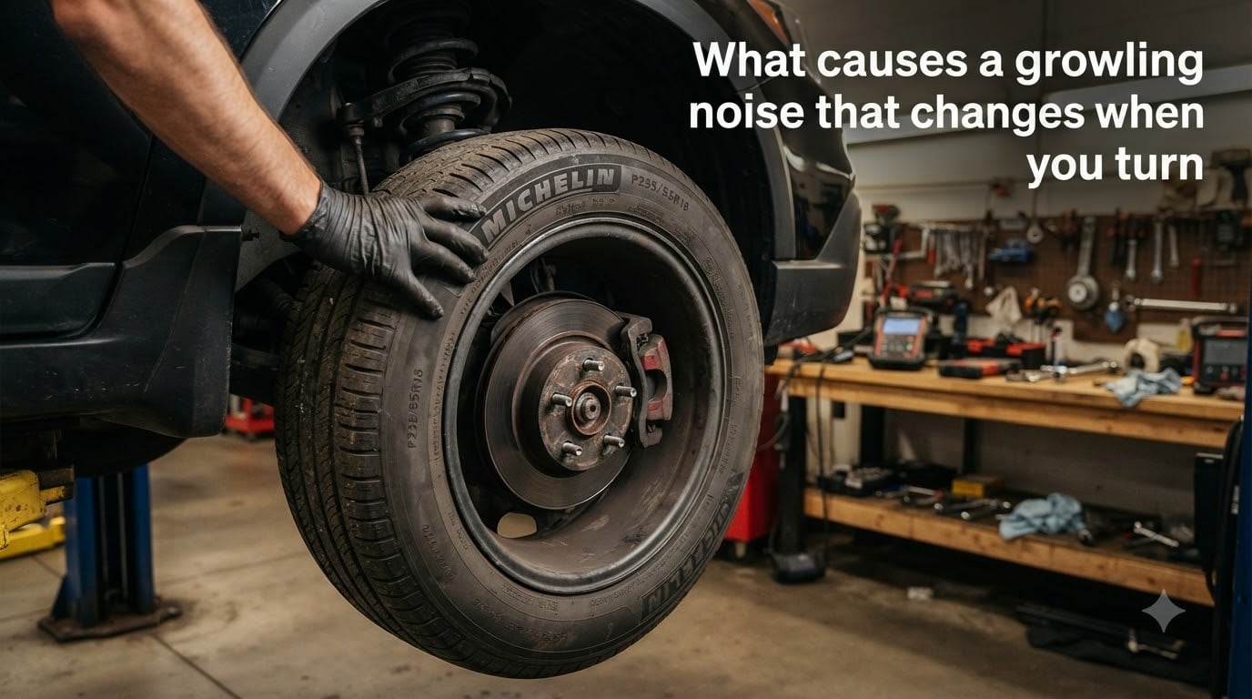 What causes a growling noise that changes when you turn
