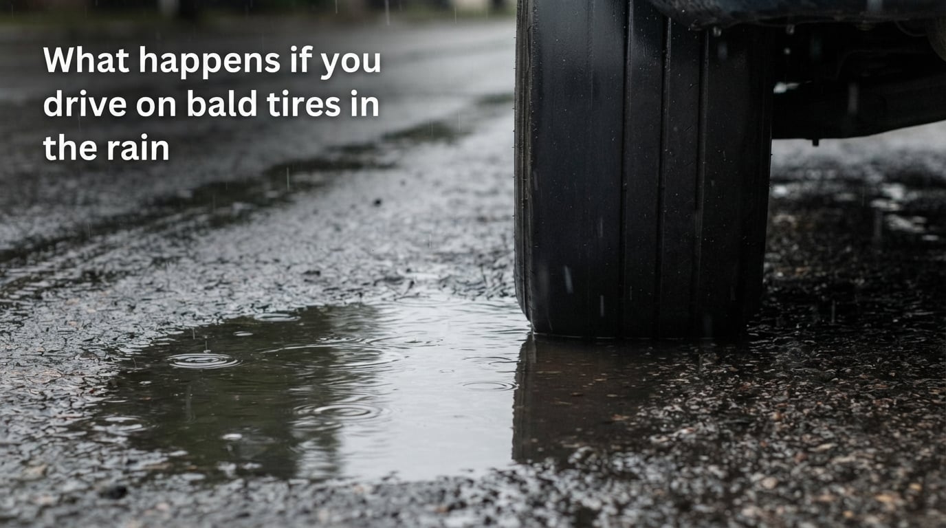 What happens if you drive on bald tires in the rain