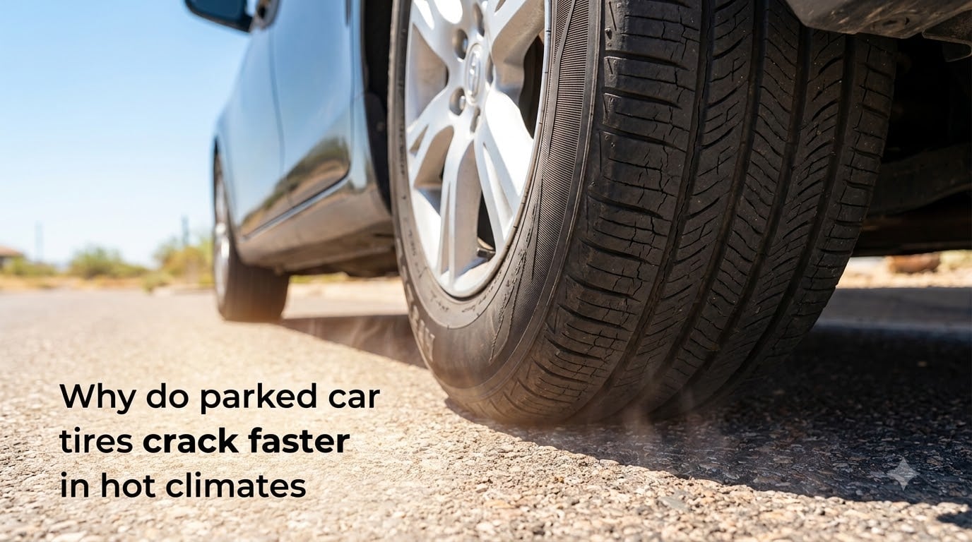 Why do parked car tires crack faster in hot climates